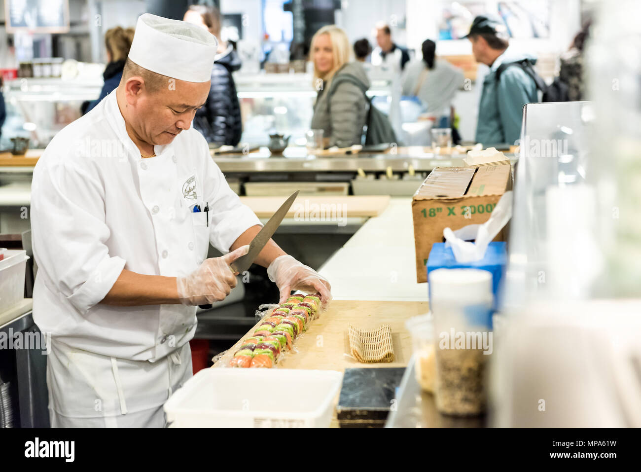 La ville de New York, USA - 30 octobre 2017 : marché alimentaire place du homard à l'intérieur intérieur boutique au centre-ville de Chelsea, quartier inférieur Manhattan New York District, S Banque D'Images