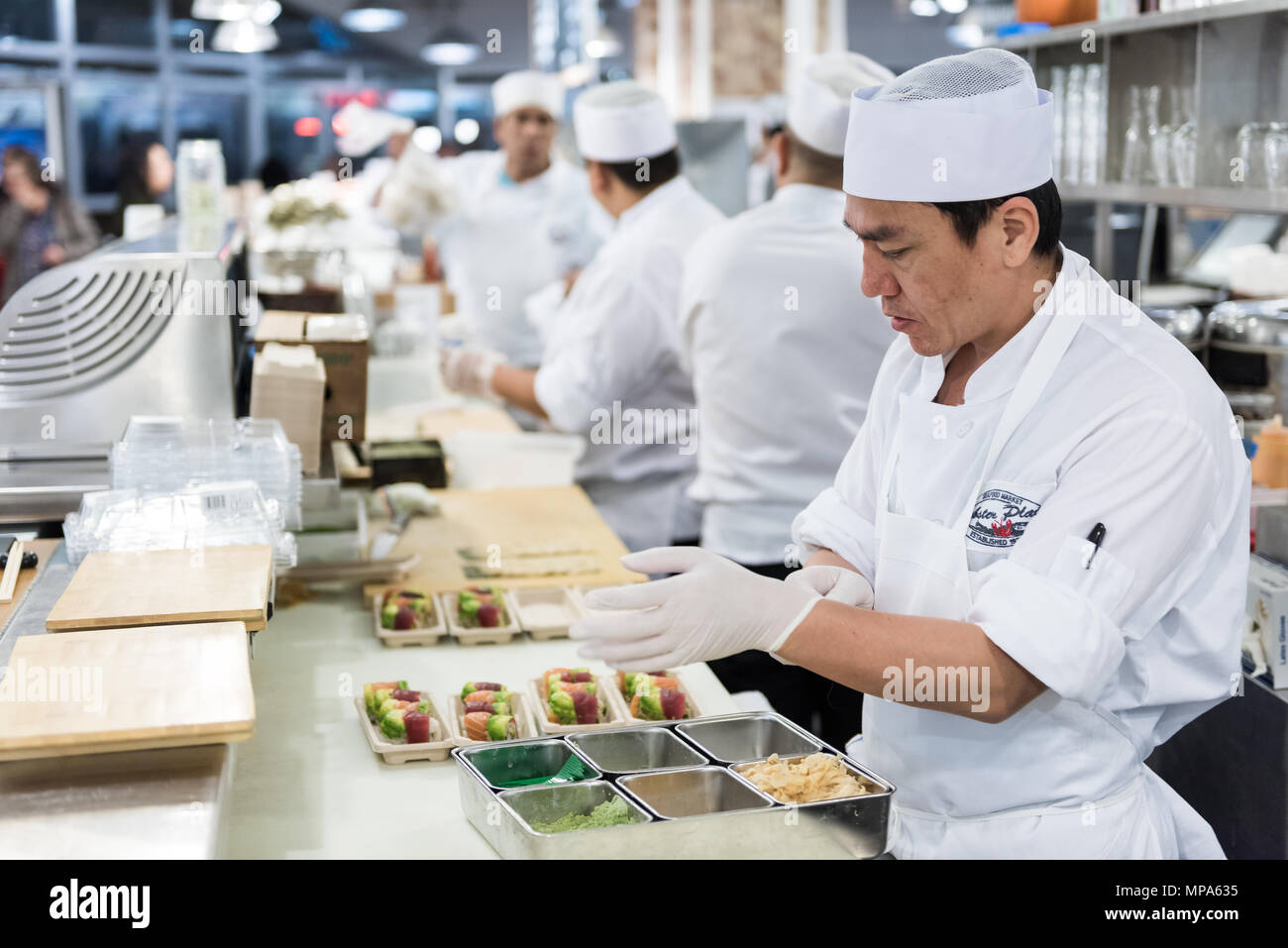 La ville de New York, USA - 30 octobre 2017 : marché alimentaire place du homard à l'intérieur intérieur boutique au centre-ville de Chelsea, quartier inférieur Manhattan New York District, S Banque D'Images