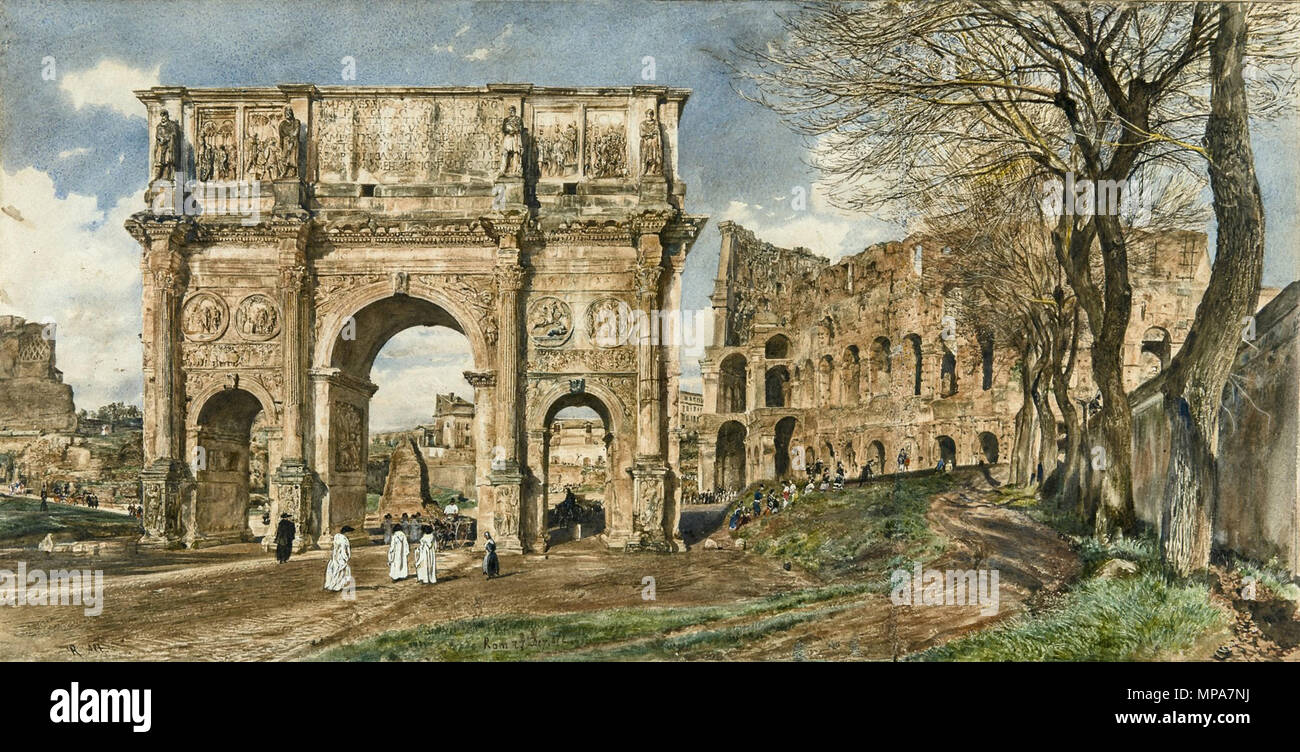 Alt Rudolf von der Konstantinbogen - und das Kolosseum dans Rom Banque D'Images