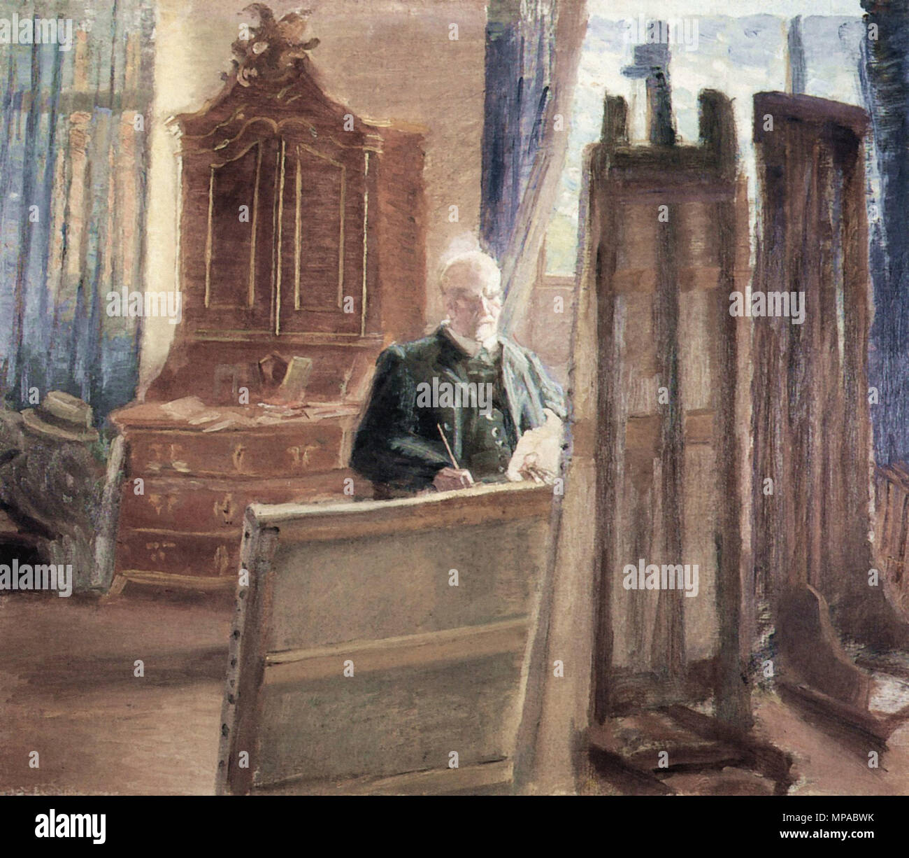 Anna Ancher - Michael Ancher dans Seinem Atelier Malend Banque D'Images