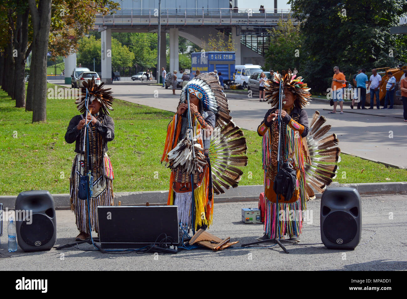 La Russie, Moscou, 07 mai 2018. Des musiciens de rue - les Indiens Banque D'Images