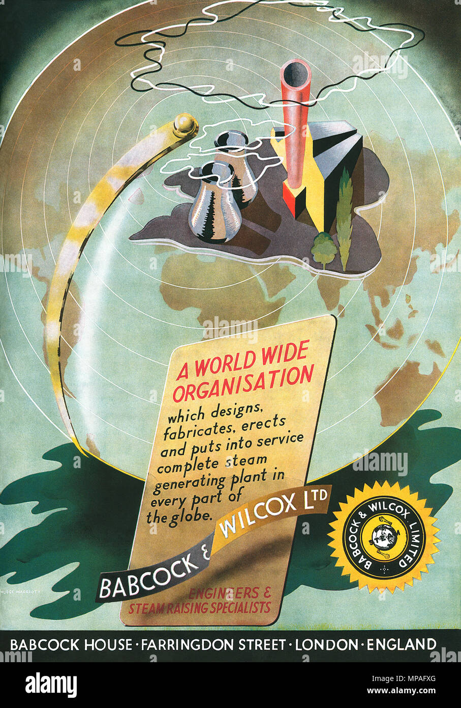 1948 La publicité pour Babcock & Wilcox Ltd, ingénieurs et spécialistes de la vapeur. Banque D'Images
