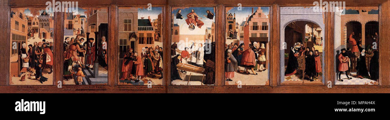 Les sept Œuvres de charité. Titre alternatif(s) : Polyptyque avec les sept œuvres de charité.[1] 1504. 870 maître de Alkmaar - Les sept oeuvres de miséricorde - WGA14367 Banque D'Images