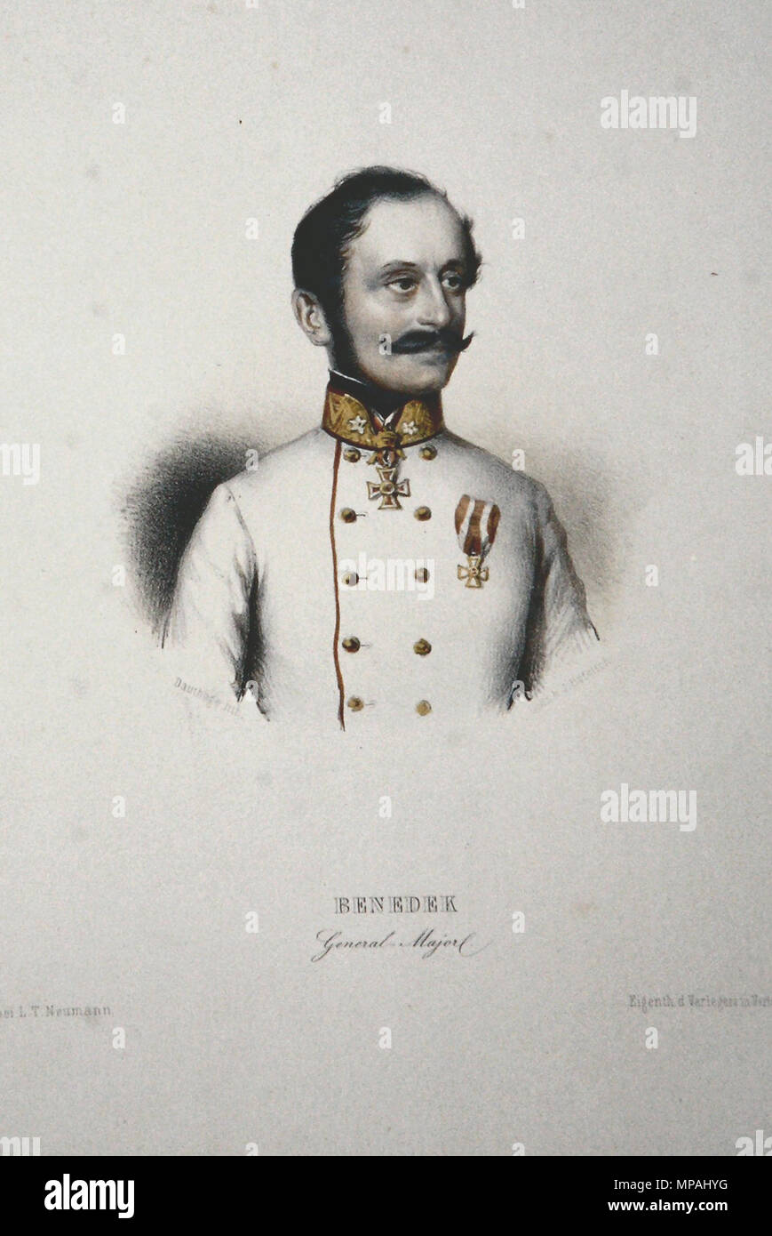 Appareil photo numérique Olympus . Deutsch : Ludwig Benedek, Ritter von Felsö-Eör (1804-1881), k. k. Feldzeugmeister. Lithographie von Adolf Dauthage, ca.1848 . vers 1848. Adolf Dauthage (1825-1883) 832 Ludwig Benedek Litho Banque D'Images