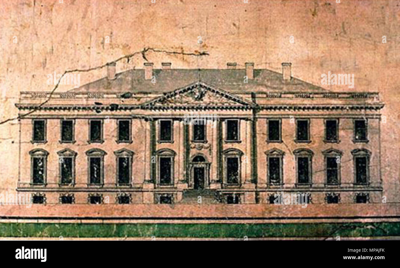 . L'altitude de la côté nord de la Maison Blanche, par James Hoban, ch. 1793. Dessin de progrès après avoir remporté le concours pour l'architecte de la Maison Blanche. Collection de la Maryland Historical Society. 1793. James Hoban 693 James Hoban Maison Blanche Dessin de progrès Banque D'Images . L'altitude de la côté nord de la Maison Blanche, par James Hoban, ch. 1793. Dessin de progrès après avoir remporté le concours pour l'architecte de la Maison Blanche. Collection de la Maryland Historical Society. 1793. James Hoban 693 James Hoban Maison Blanche Dessin de progrès Banque D'Images