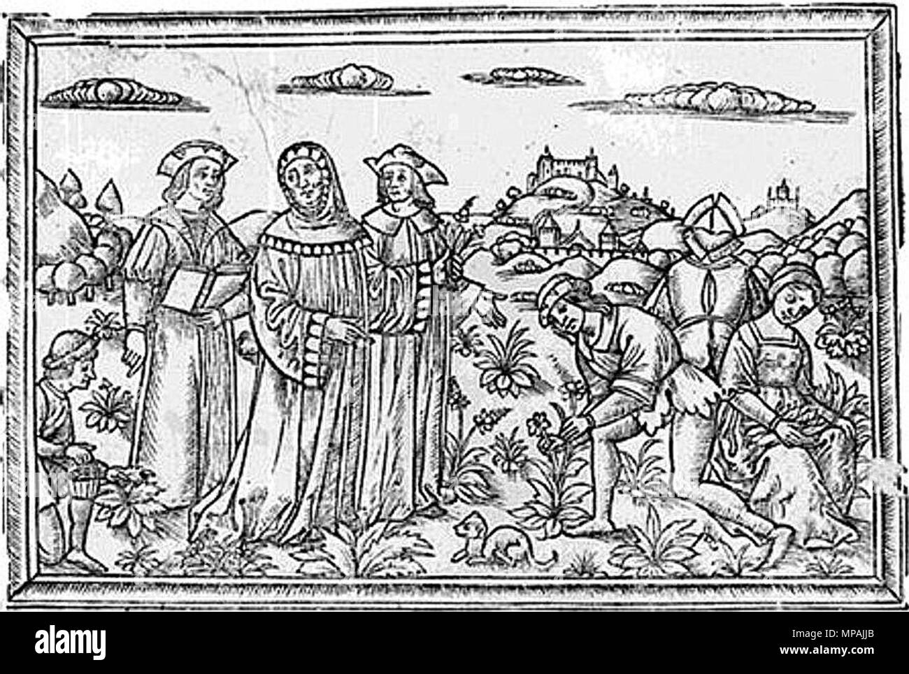 . Silvatico Mattheus qu'enseigner à ses élèves à propos de plantes médicinales dans son jardin botanique à Salerno . MattheusSilvaticiBotanicGarden Giaros 875 Banque D'Images