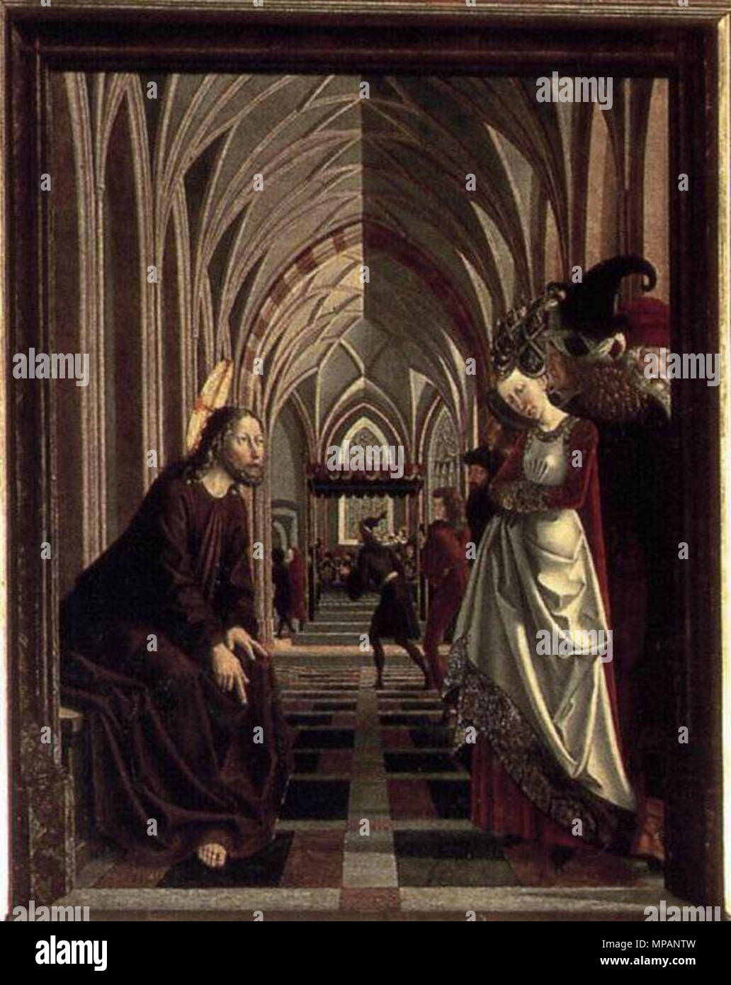 Le Christ et la femme adultère . Retable de St Wolfgang . Entre 1479 et 1481. 887 Michael Pacher - St Wolfgang retable - le Christ et la femme adultère - WGA16831 Banque D'Images