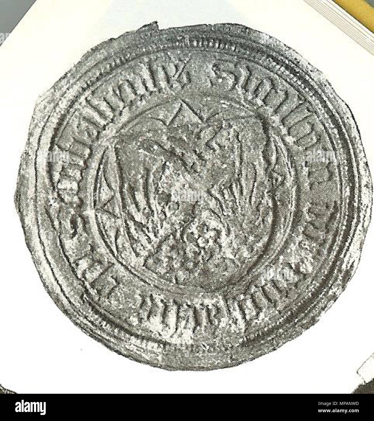 . Anglais : Sceau de Michael de Rentelen Symbalon, évêque titulaire de, et évêque auxiliaire à Schwerin ,1472 . 1472. Rentelen 887 inconnu Michael seal Banque D'Images