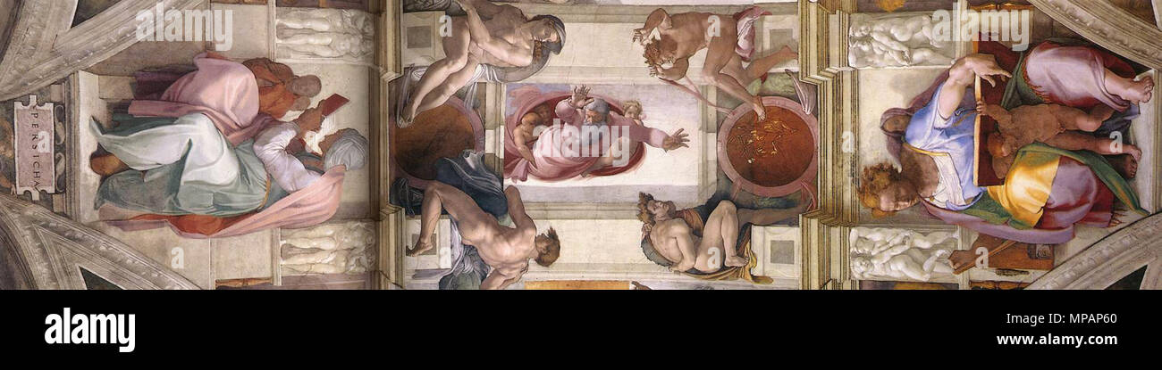 Plafond de la chapelle Sixtine : bay 7 entre 1508 et 1512. 888 Michelangelo - plafond de la Chapelle Sixtine - Baie 3 Banque D'Images