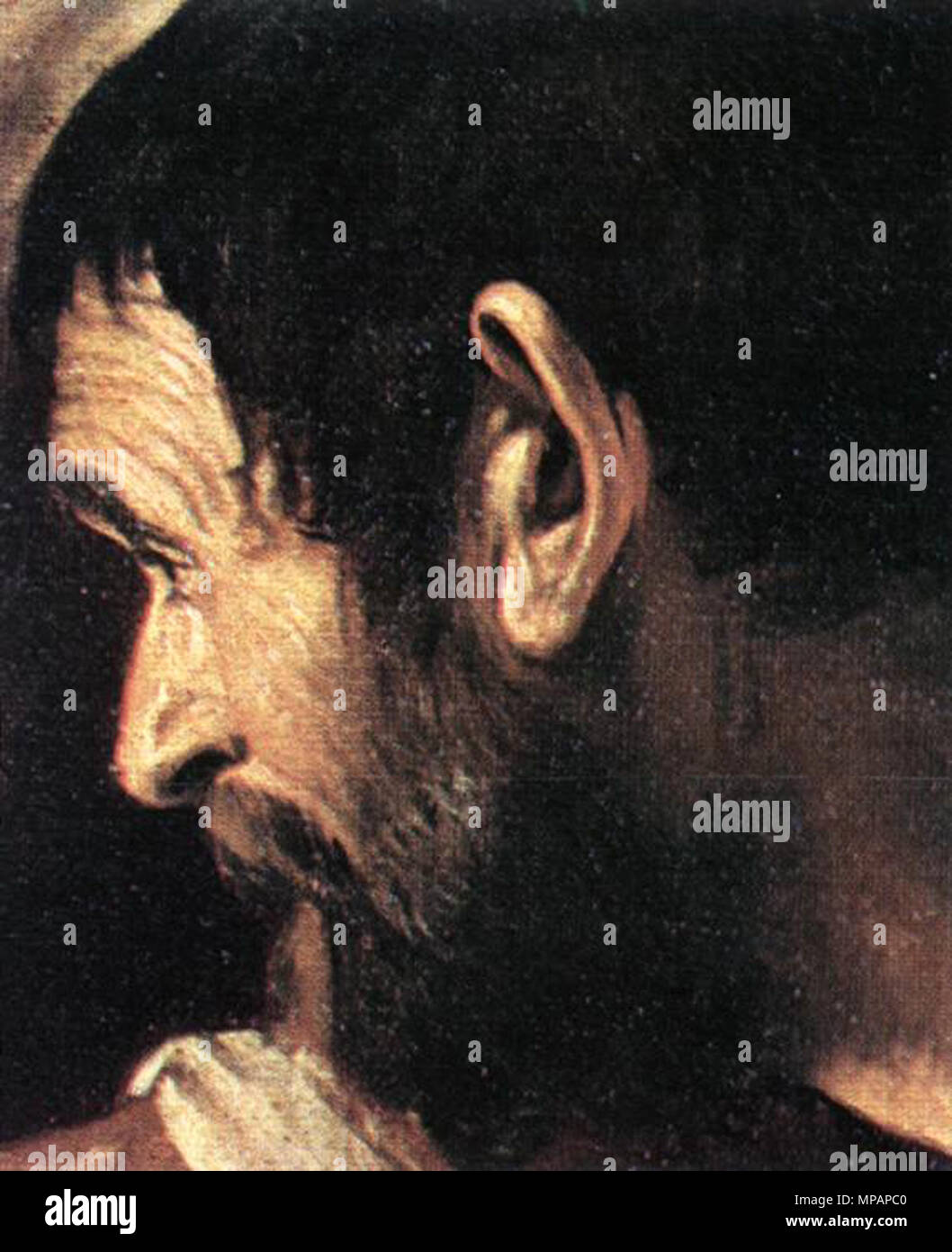 Le souper à Emmaüs (détail) 1606. 889 Michelangelo Merisi da Caravaggio - Le souper à Emmaüs (détail) - WGA04165 Banque D'Images