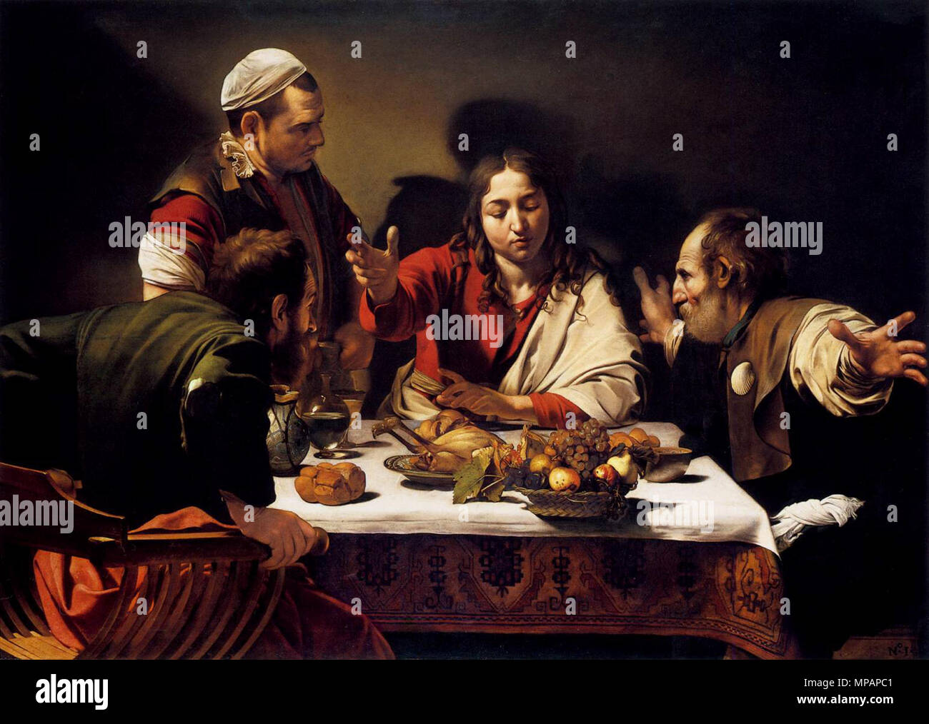 Le souper à Emmaüs 1603. 889 Michelangelo Merisi da Caravaggio - Le souper à Emmaüs - WGA04142 Banque D'Images