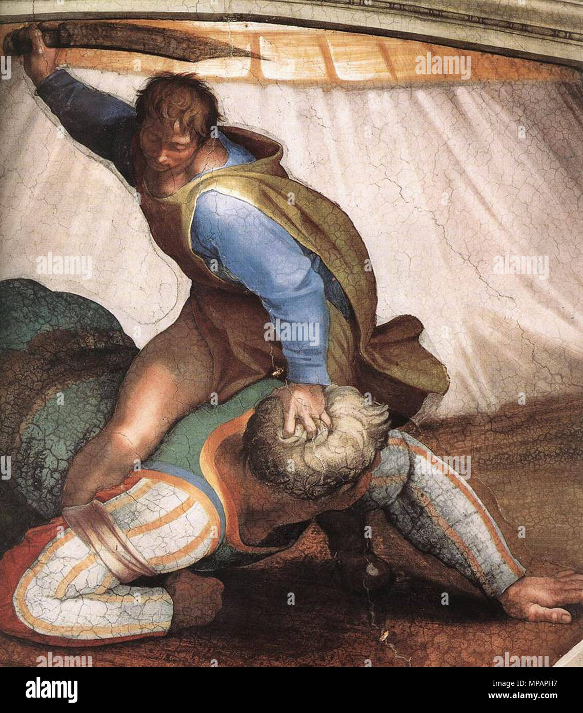 Anglais : David et Goliath (détail) 1509. 890 Michelangelo, David et Goliath 02 Banque D'Images