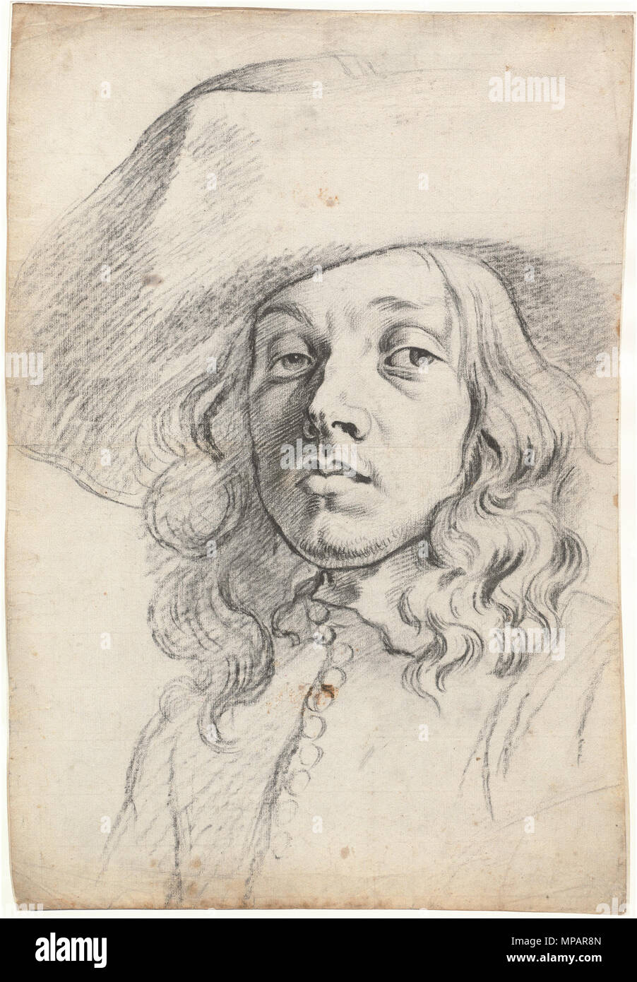 Dessin ; craie noire sur papier vergé, feuille : 53 x 36 cm (20 7/8 x 14 3/16 po.) ; Jan van den Enden circa 1651. 892 Michiel Sweerts - Jan van den Enden Banque D'Images Dessin ; craie noire sur papier vergé, feuille : 53 x 36 cm (20 7/8 x 14 3/16 po.) ; Jan van den Enden circa 1651. 892 Michiel Sweerts - Jan van den Enden Banque D'Images
