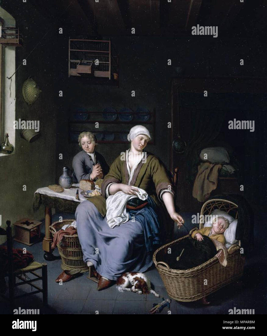 Anglais : Intérieur avec une mère à ses enfants 1728. Willem van Mieris, 892 - l'intérieur avec une mère à ses enfants - 1728 Banque D'Images