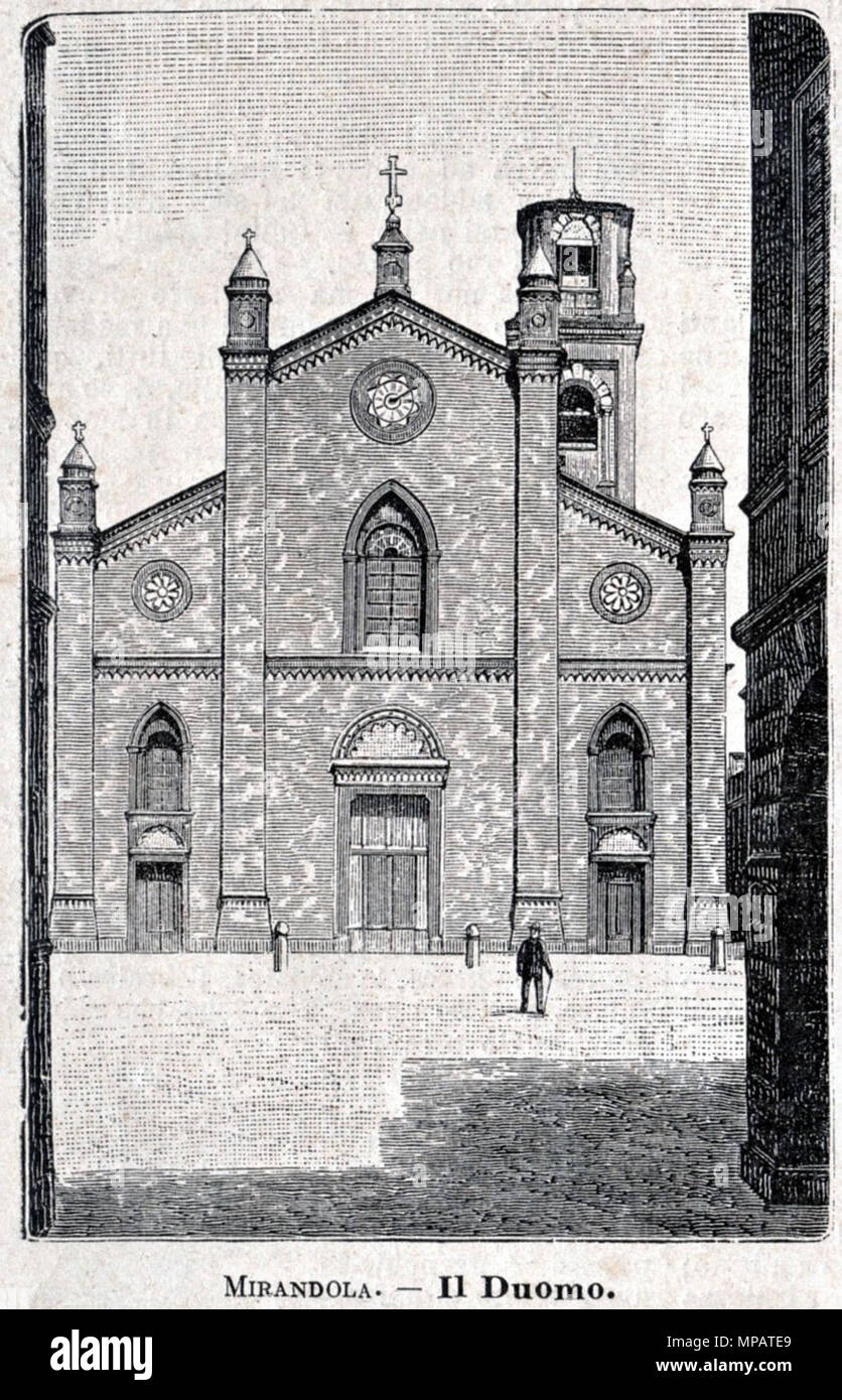 . Italiano : Mirandola - Il Duomo (xilografia, 1889) . 1889. Corniglia 897 Mirandola - Il Duomo (1889) Banque D'Images