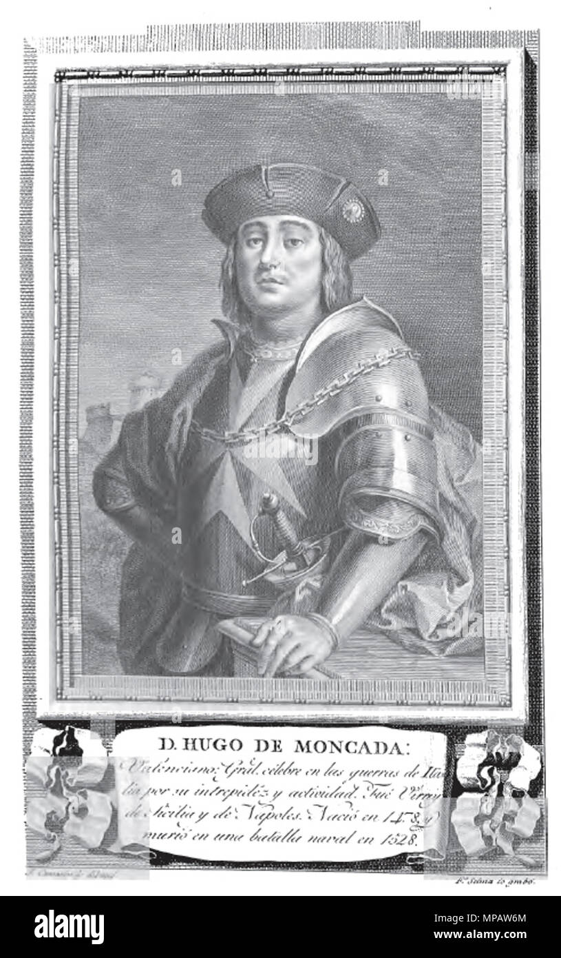 . Retrato de Hugo de Moncada. 1791. Al pie de la imagen figuran los datos de su autor. 900 Hugo de Moncada Banque D'Images
