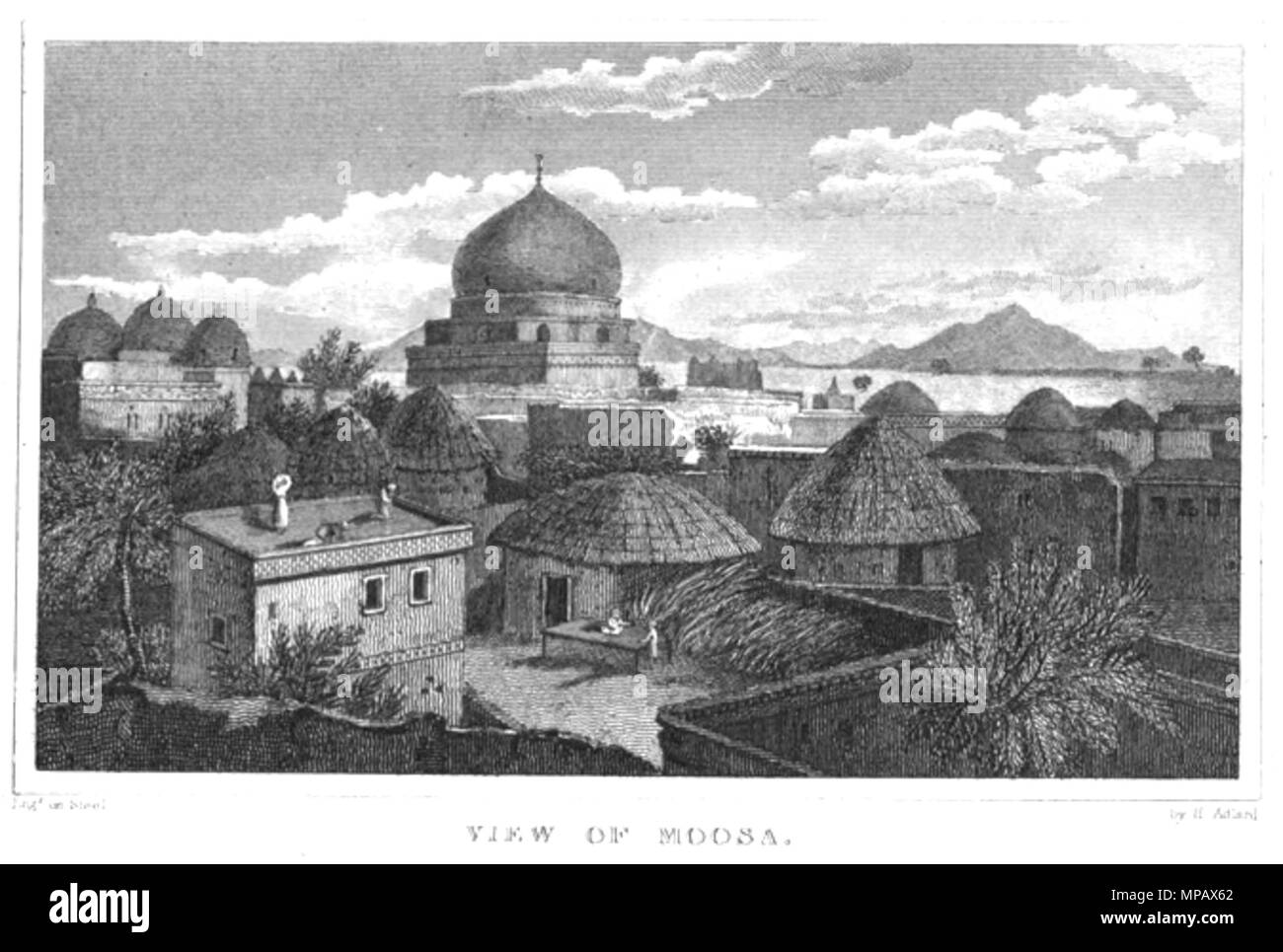 . Moosa (Muza), à l'Arabie (sur la route entre Moka et Ava, Yémen) . 1830. H. Adlard 904 Moosa Saoudite par H Adlard 1830 Banque D'Images