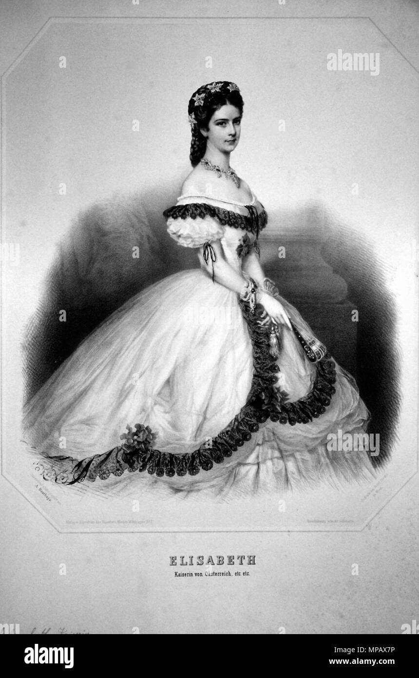 Appareil photo numérique Olympus . Deutsch : Elisabeth, Kaiserin von Österreich (1837-1898), Königin von Ungarn etc. Lithographie von Adolf Dauthage, ca.1870 . vers 1870. Adolf Dauthage (1825-1883) 755 Kaiserin Elisabeth Dauthage Litho 02 Banque D'Images