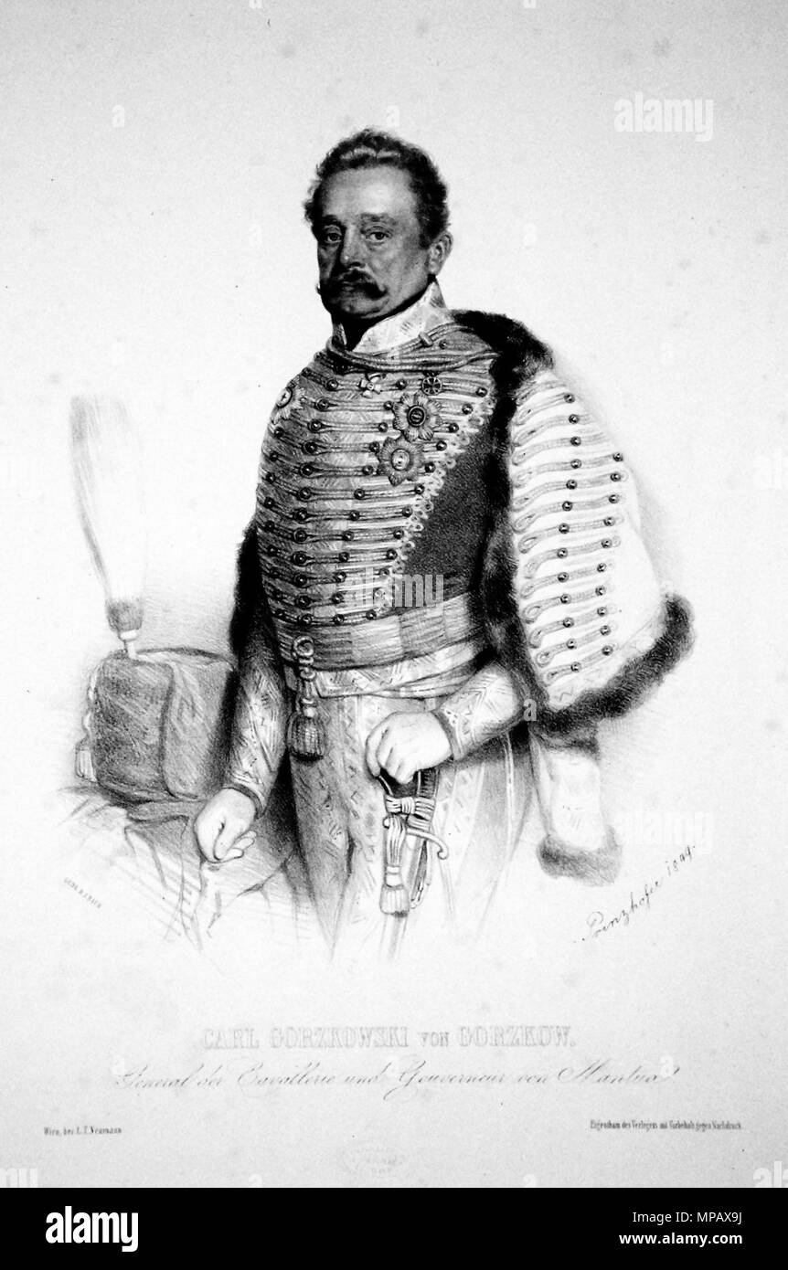 Appareil photo numérique Olympus . Deutsch : Karl Gorzkowski von Gorzkow (1778-1858), General der Kavallerie, Ritter des militärischen Ordens Maria-Theresia-. Lithographie von August Prinzhofer, 1849 . 1849. August Prinzhofer (1817-1885) 758 Karl Gorzkowski von Gorzkow Litho 01 Banque D'Images