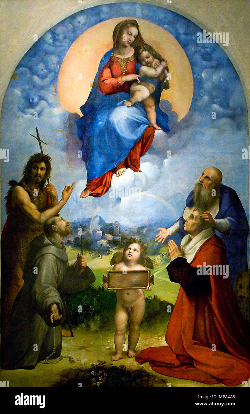 La Vierge de Foligno . Madonna di Foligno - Raffaello Sanzio da Urbino . 1511. 841 MadonnaDiFoligno Banque D'Images