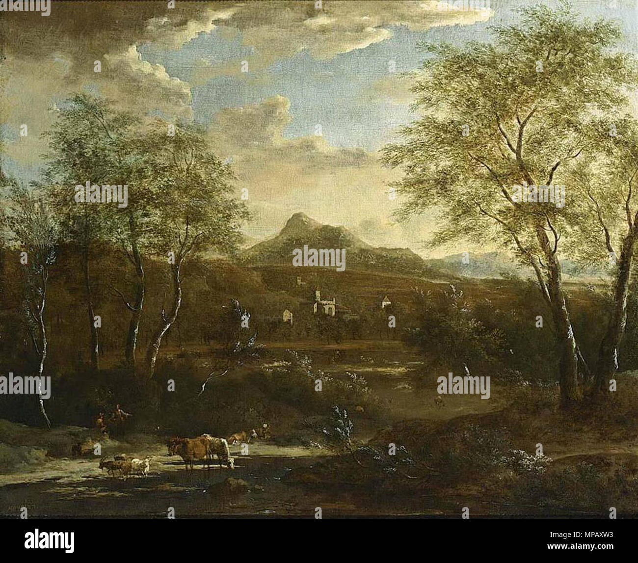 Anglais : un vaste paysage boisé deuxième moitié de 17ème siècle. 907 Moucheron - un vaste paysage boisé Banque D'Images