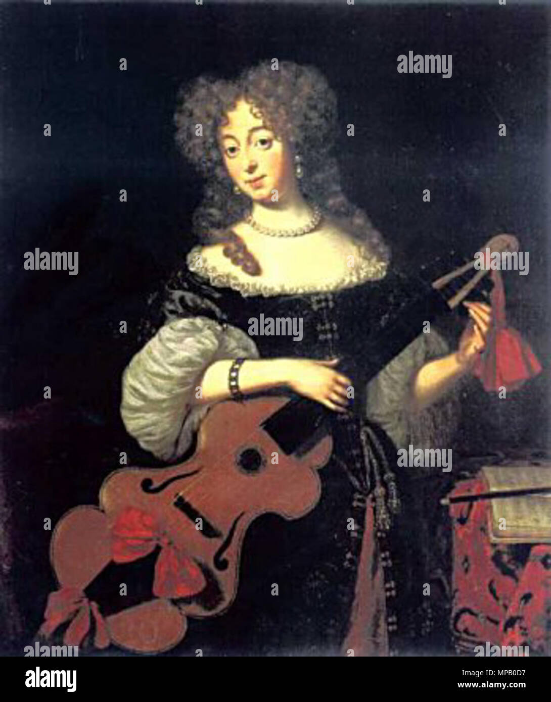 . Femme avec une viole de gambe . circa 1675-80. 914 Musscher viola Banque D'Images