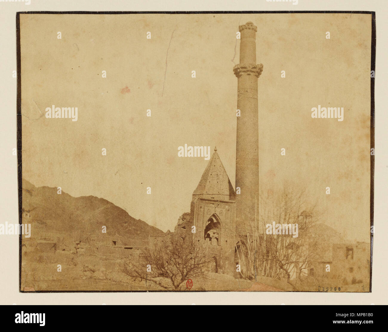 . Anglais : Natanz, minaret Khanqah d'Abd al-Samad . Entre 1851 et 1860. Luigi Pesce 919 Natanz, minaret Khanqah d'Abd al-Samad Banque D'Images