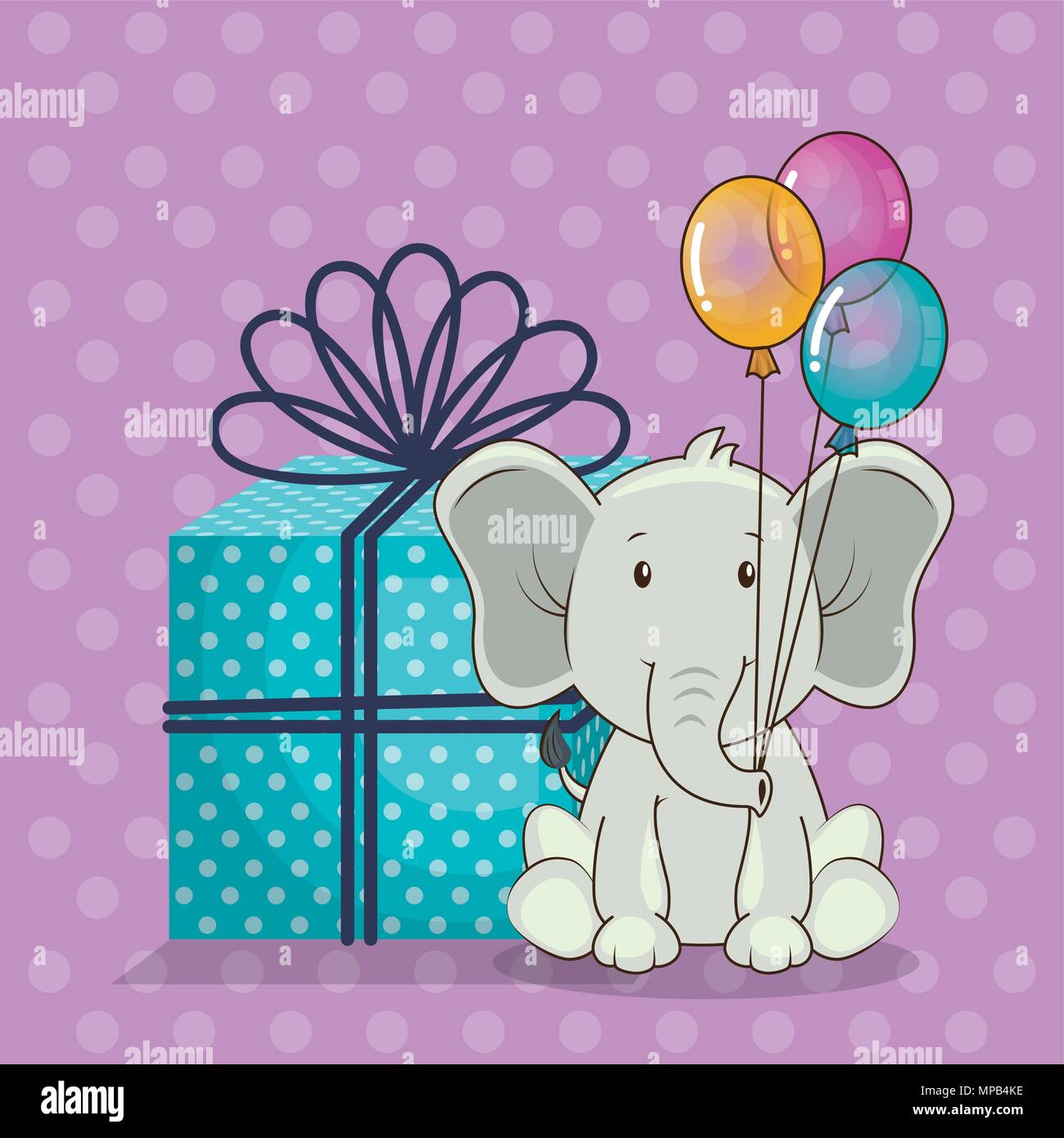 Joyeux Anniversaire Carte Avec Elephant Mignon Image Vectorielle Stock Alamy