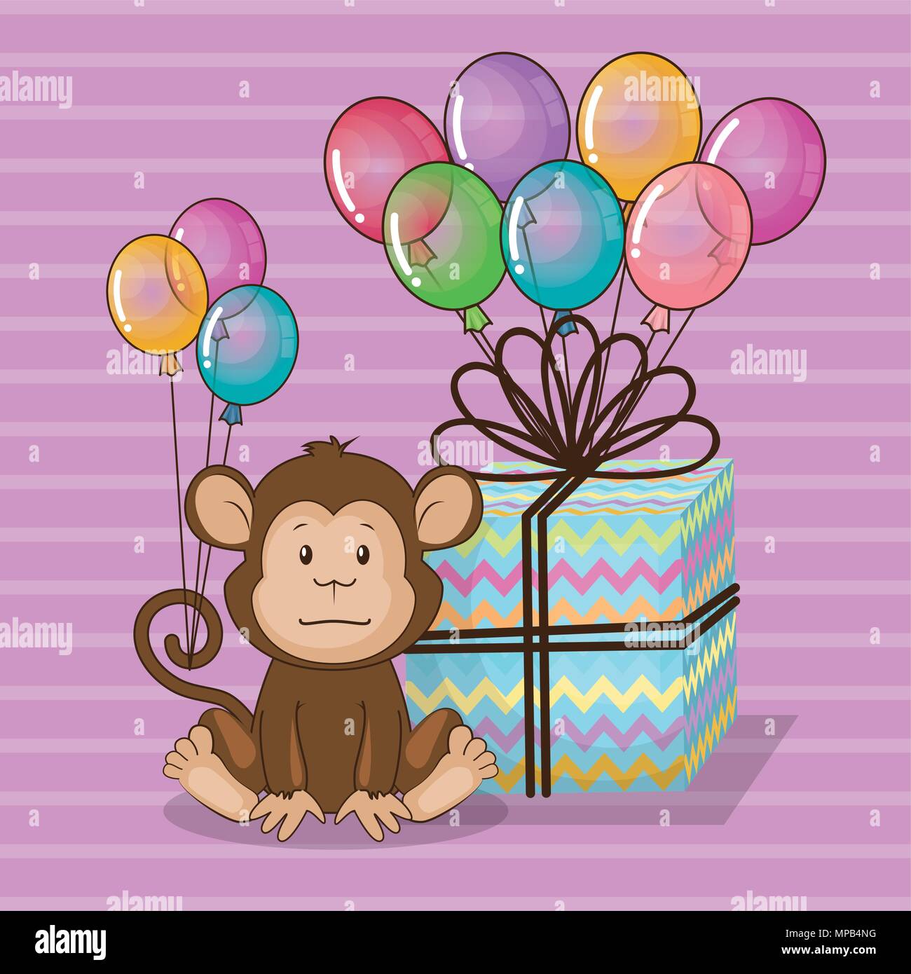 Joyeux Anniversaire Carte Avec Singe Mignon Image Vectorielle Stock Alamy