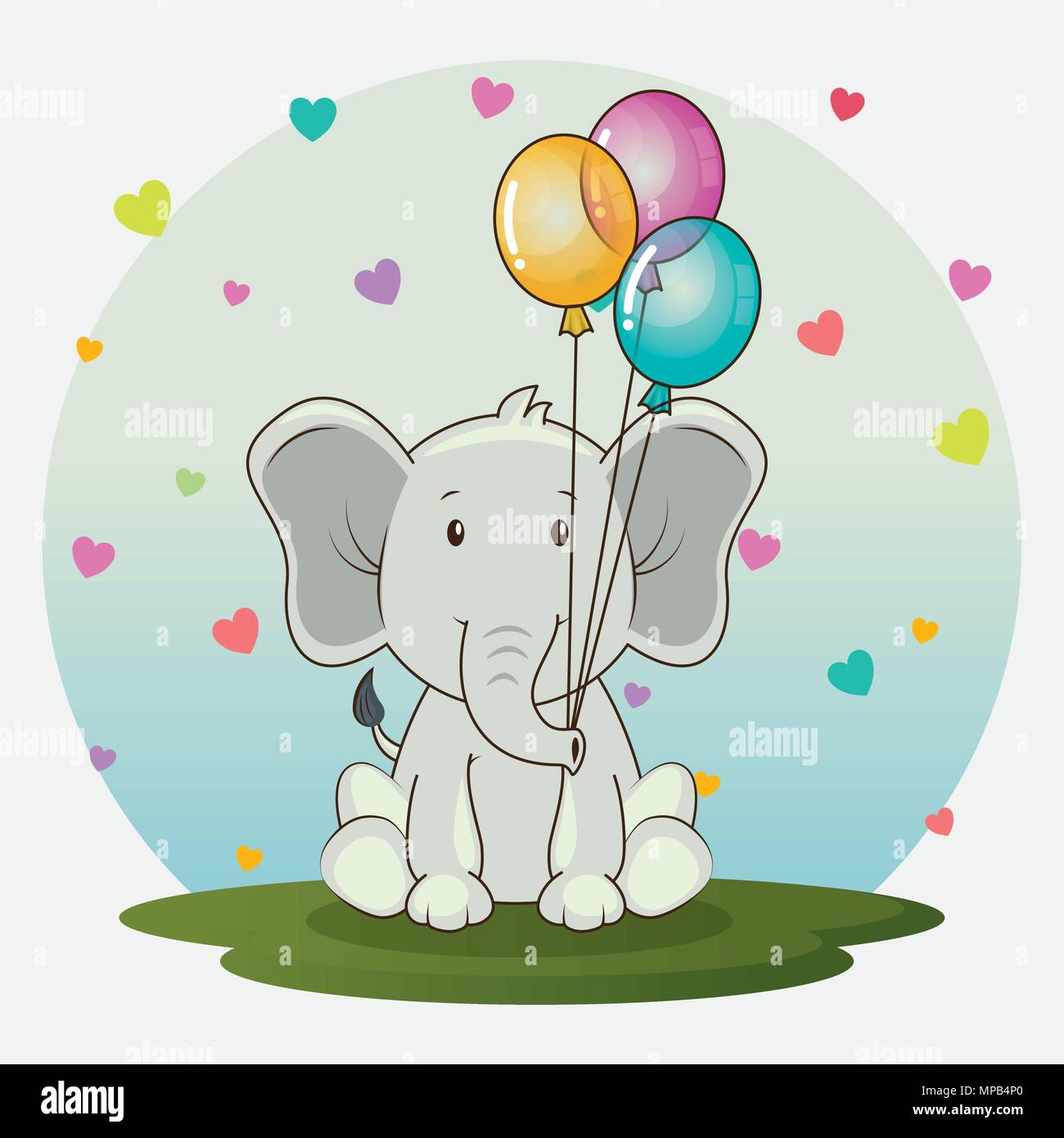 Joyeux Anniversaire Carte Avec Elephant Mignon Image Vectorielle Stock Alamy