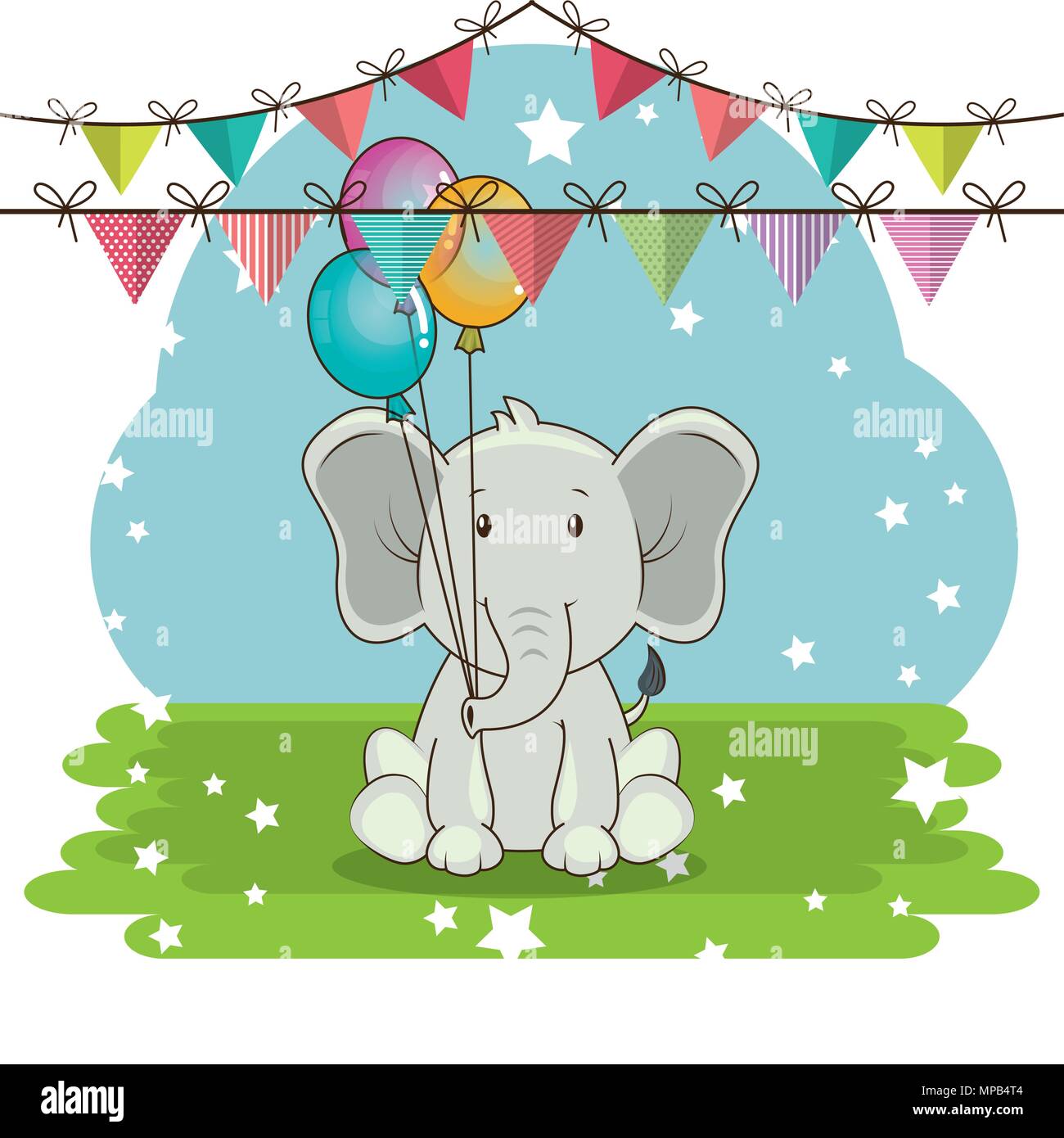 Joyeux Anniversaire Carte Avec Elephant Mignon Image Vectorielle Stock Alamy