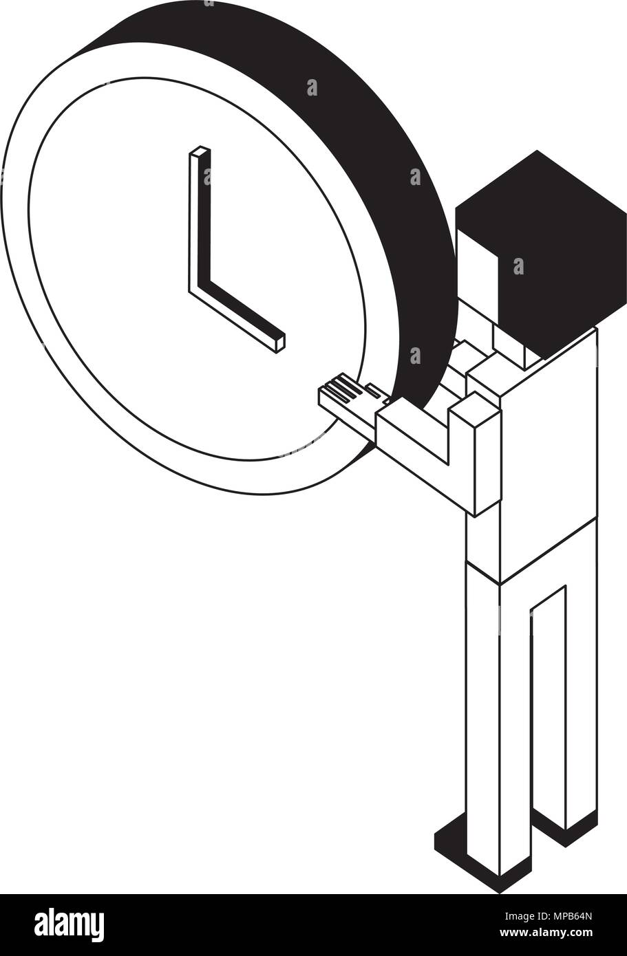 Portrait de l'horloge isométrique vue arrière Illustration de Vecteur