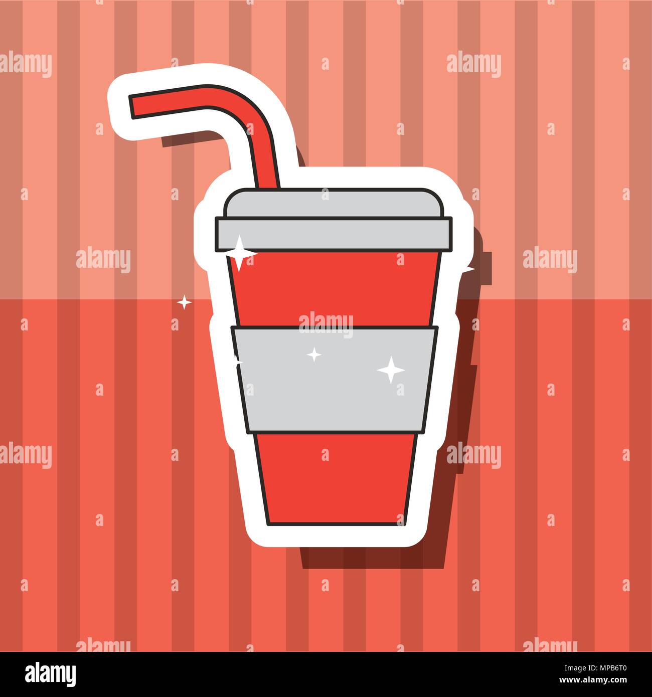 Fast food boissons soda de tasse de papier avec de la paille Illustration de Vecteur