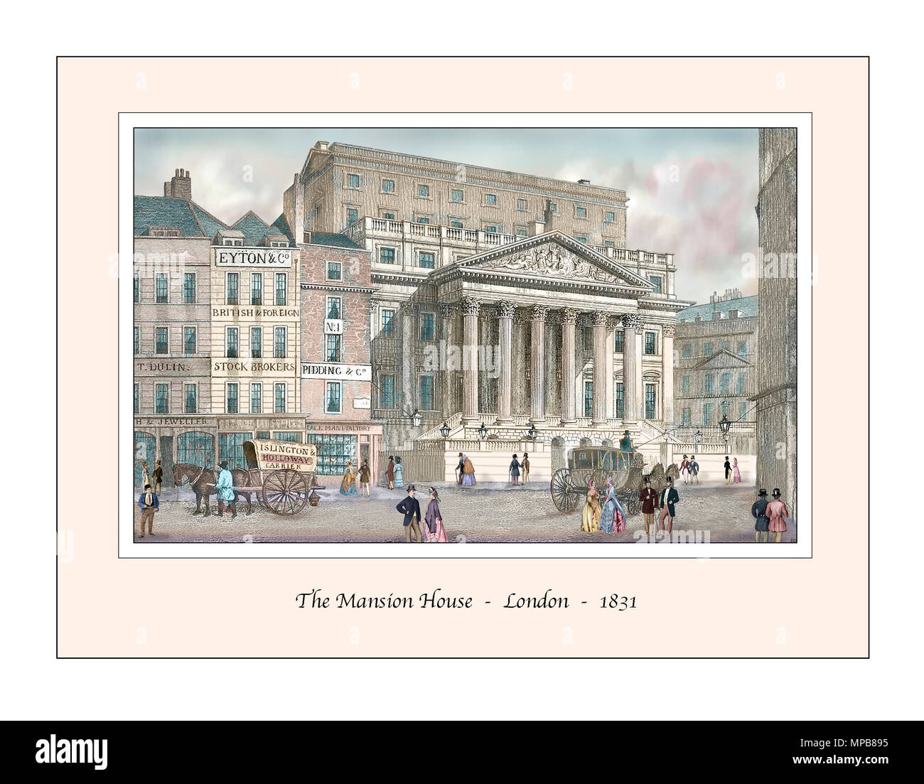Le Mansion House Londres Conception originale basée sur une gravure du xixe siècle Banque D'Images