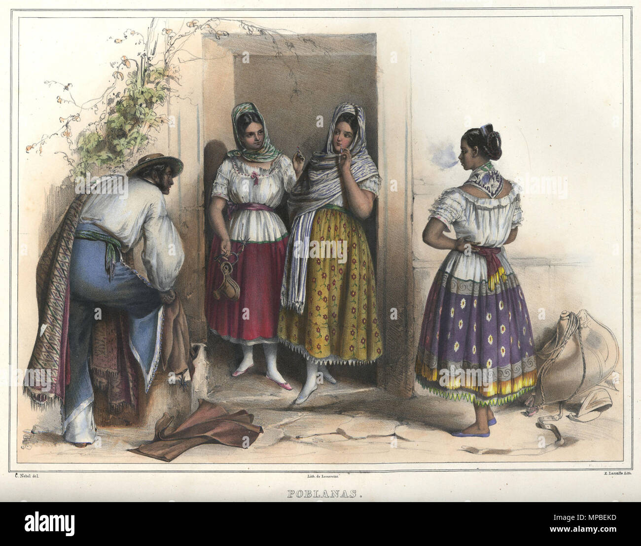 . Anglais : Costume groupe ; un homme et trois jeunes femmes. Lithographie coloriée au mis en évidence avec la gomme arabique. Taille originale (neat lignes) : 37,8 × 27,9 cm. publié 1836. Lithographie par Émile Lassalle (1811-1871) Noms alternatifs Émile Lasalle ; Emile C. Lassalle peintre et lithographe français Description Date de naissance/décès 6 Novembre 1811 2 février 1871 Lieu de naissance/décès Bordeaux Paris lieu de travail France contrôle d'autorité : Q16212267 VIAF : 32218658 ISNI : 0000 0000 6657 370X ULAN : 500090056 35453631 NLA : GND : 1036575322 d'après un dessin de Carl Nebel (1805-1855) Alt Banque D'Images