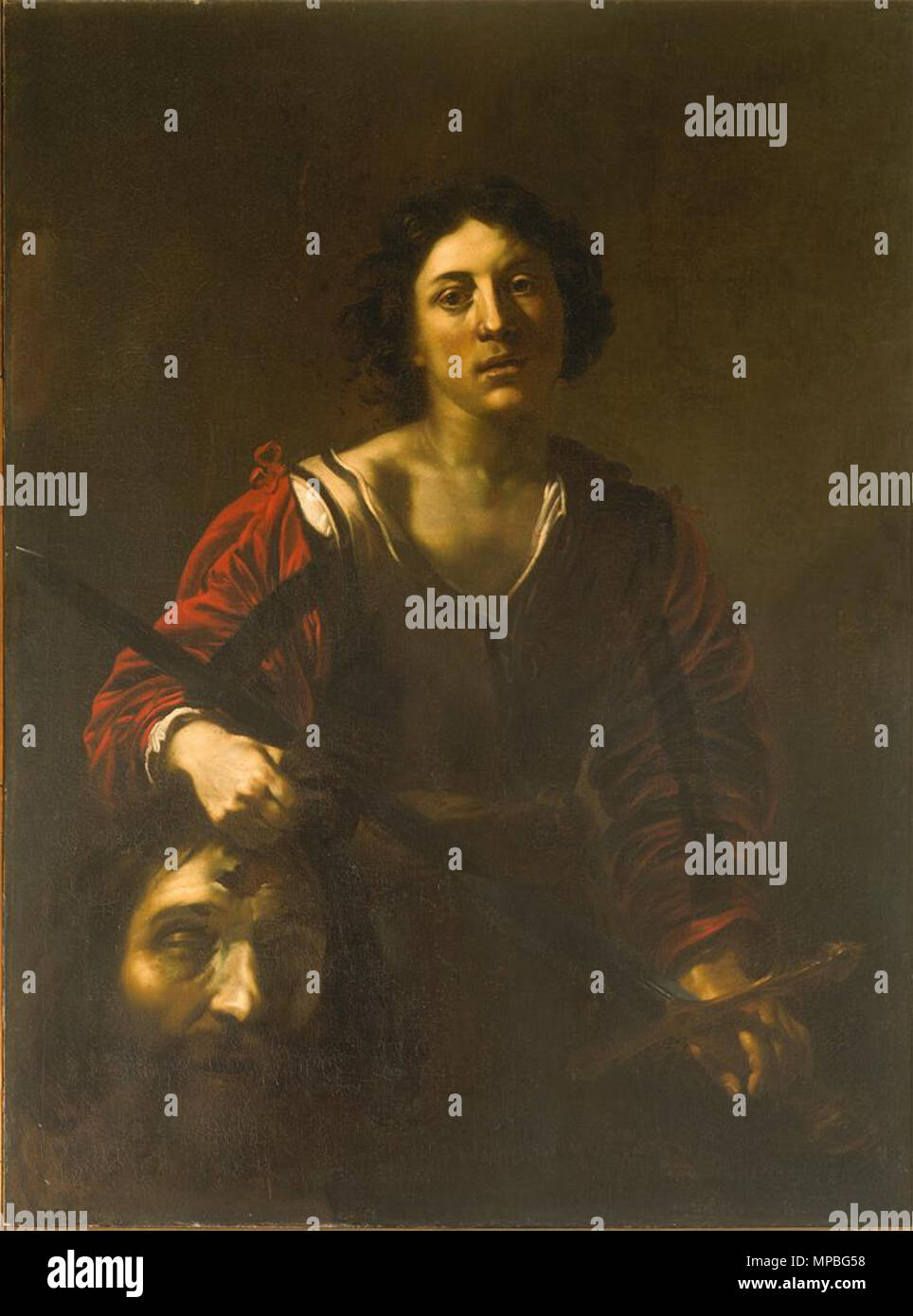 Anglais : David avec la tête de Goliath, entre 1615 et 1620. 927 Nicolas Regnier David avec la tête de Goliath Banque D'Images