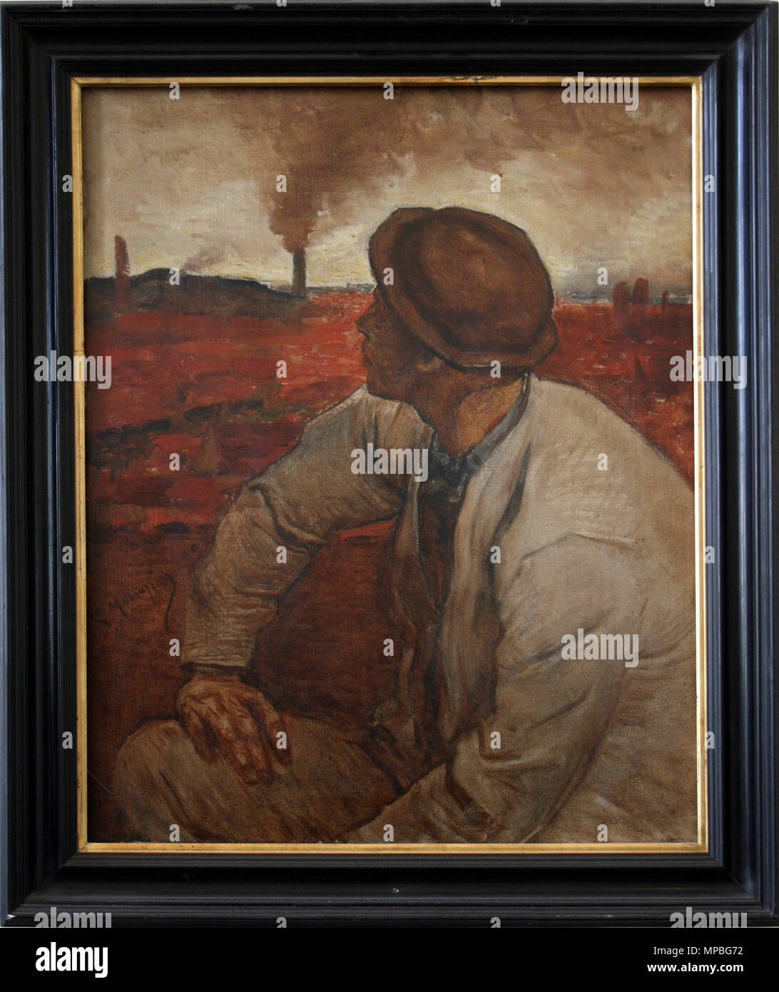 Anglais : Miner en face de la mine Magyar : un bánya Bányász előtt English : Mineur devant la mine . 886 Meunier - Mineur devant la mine Banque D'Images