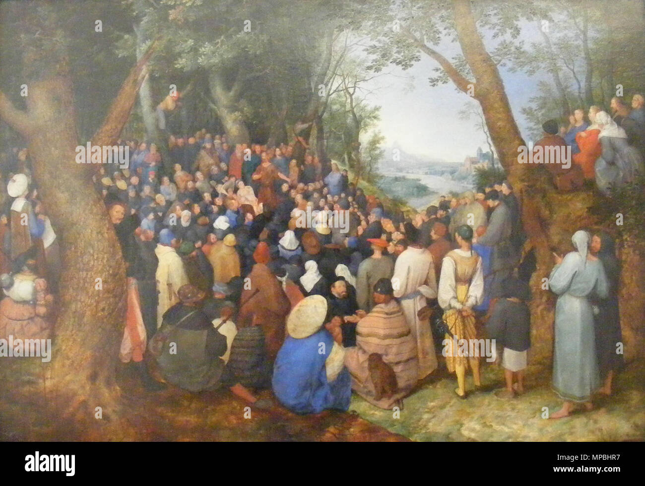 Français : Le sermon sur la montagne Deutsch : Predigt des Hl. Johannes des Täufers peint au 16e siècle. 696 Jan Brueghel l'Elder-Sermon de Jean le Baptiste Banque D'Images