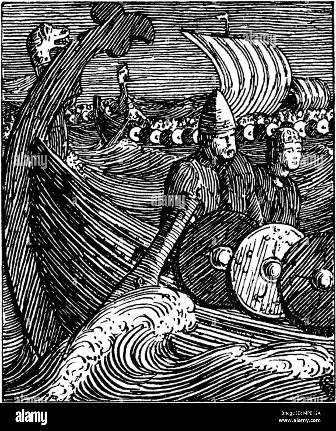 . Halfdan Egedius : l'illustration de l'Olav den helliges saga. Édition 1899-Snorre. « Vikingetog Olavs første." NB : "Olav og Rane je viking." nn : "Olav og Rane på vikingferd." . 1897. Halfdan Egedius (1877-1899) Noms alternatifs Halfdan Egedius Johnsen norvégien Description peintre, dessinateur, graveur, illustrateur et graphiste Date de naissance/Décès 5 Mai 1877 2 février 1899 Lieu de naissance/décès d'Oslo Drammen contrôle d'autorité : Q2666703 : VIAF 76375730 ISNI : 0000 0001 0917 2966 ULAN : 500024706 RCAC : n80038019 GND : 120996480 940 WorldCat Olav den helliges saga - Olav og Rane je viki Banque D'Images