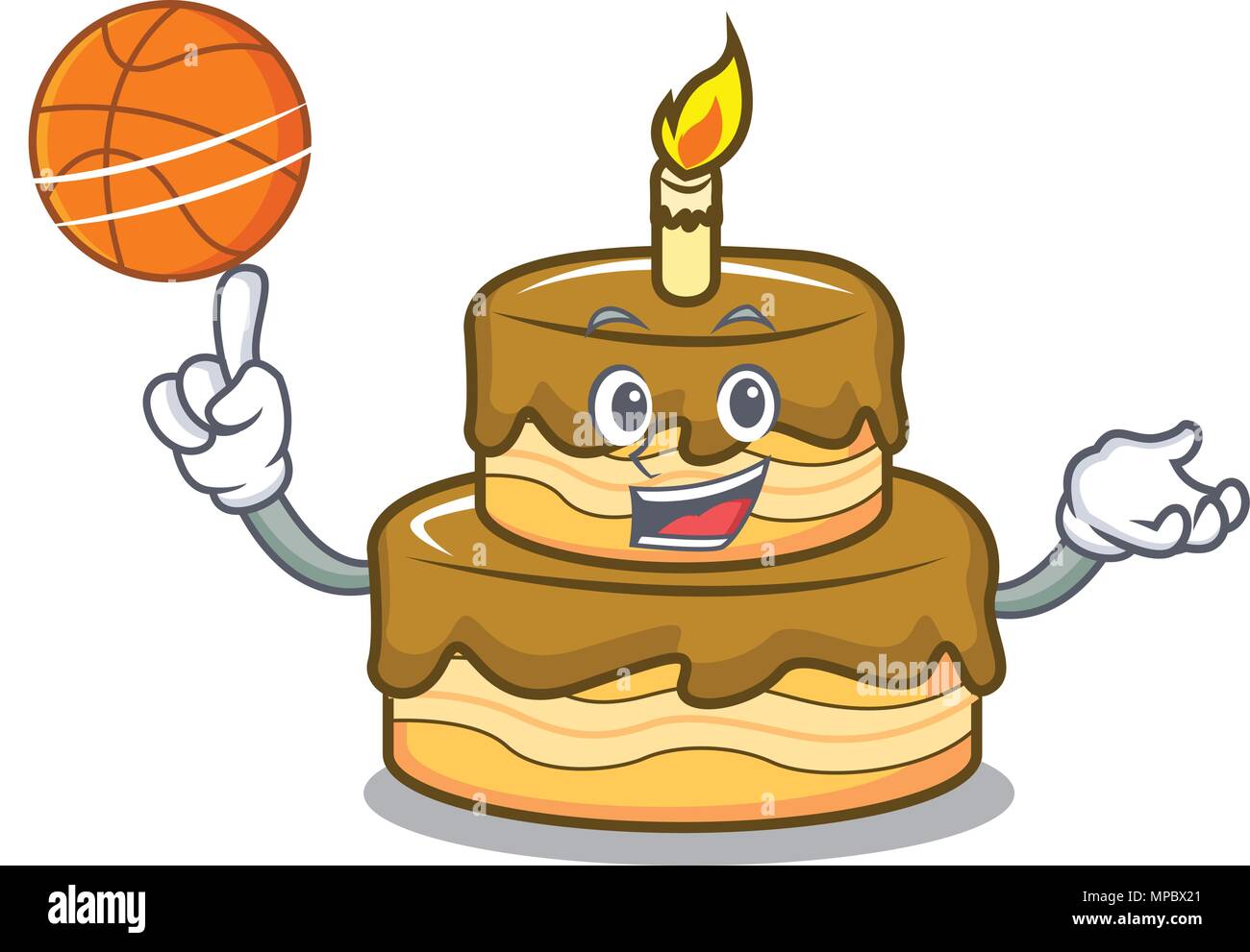 Avec gâteau d'anniversaire basket cartoon caractère Image Vectorielle Stock  - Alamy