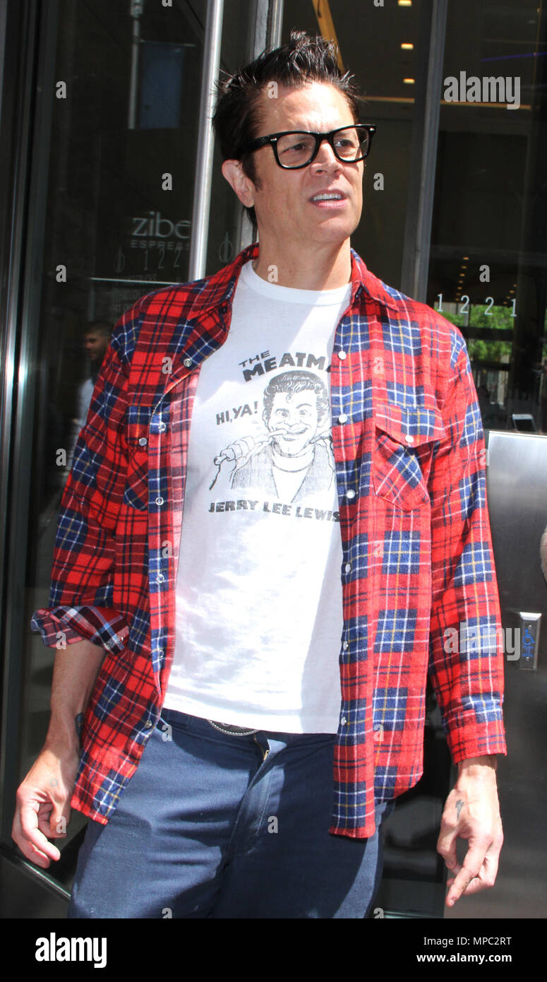 NEW YORK, NY Le 21 mai : Johnny Knoxville vu après une apparition à la Howard Stern Show pour parler de son nouveau film Point d'Action à New York. 21 mai, 2018. Credit : RW/MediaPunch Banque D'Images