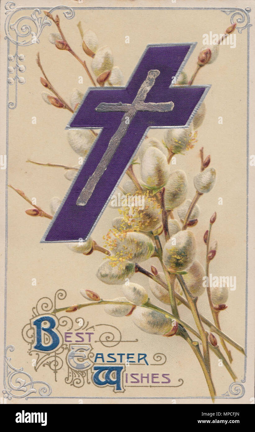 Meilleurs Vœux de Pâques en relief Vintage Postcard Banque D'Images
