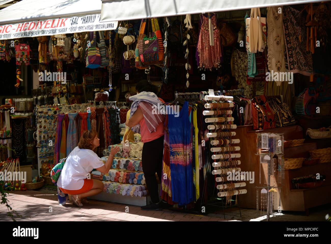 Shopping à Fethiye Turquie Banque D'Images