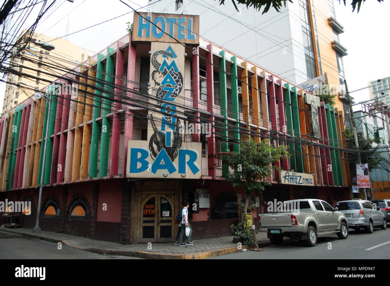 L'ancien Amazon Hotel et bar, Manille, Philippines Banque D'Images