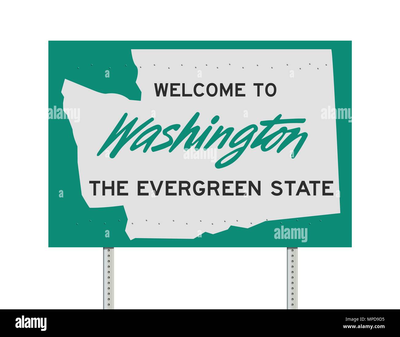 Vector illustration de la bienvenue à Washington 'l'Evergreen State' road sign Illustration de Vecteur
