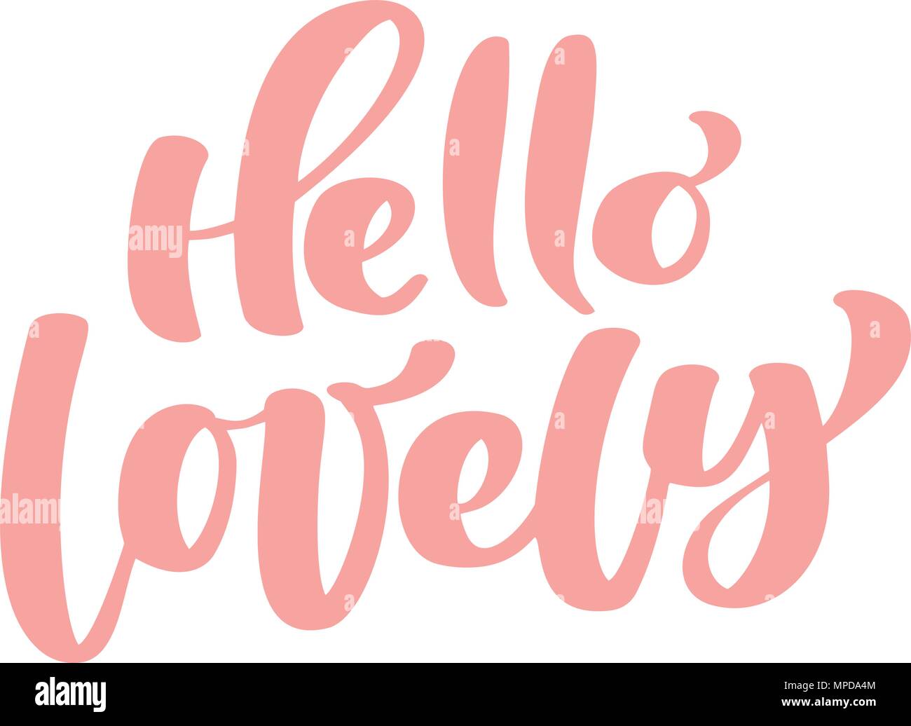 Bonjour texte lettrage calligraphie manuscrite devis pour la Saint-Valentin carte de voeux Design, affiche, bannière, version wall art, t-shirt et autres, vector illustration Illustration de Vecteur