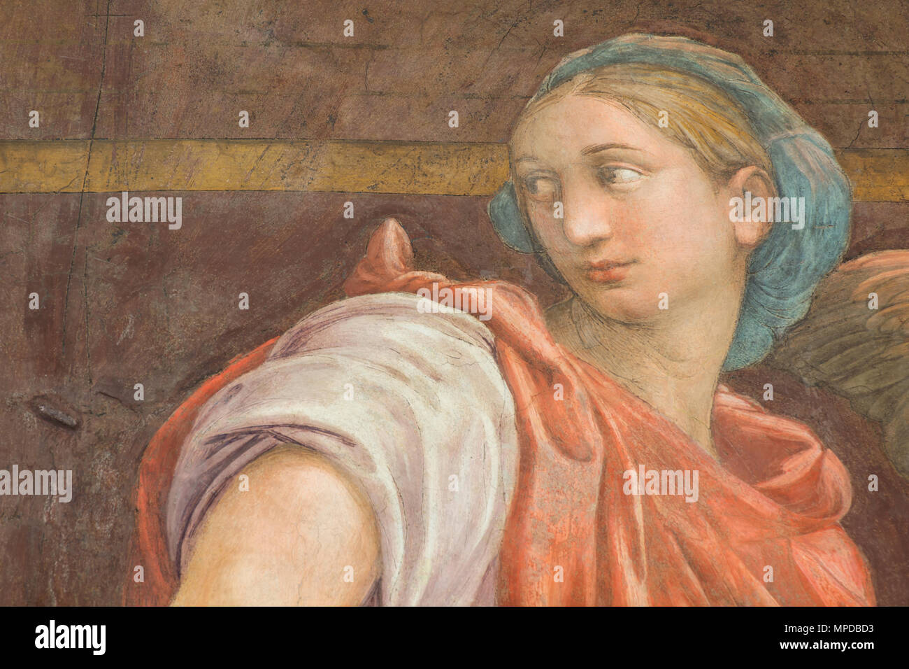 Sibylle phrygienne par Raphael - Détail de la sibylles recevoir un enseignement de Angels - Santa Maria della Pace - Rome Banque D'Images