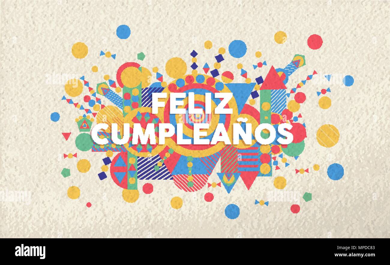 Joyeux anniversaire carte de souhaits illustration en langue espagnole. Événement spécial typographie art idéal pour anniversaire ou d'invitation. Vecteur EPS10. Illustration de Vecteur