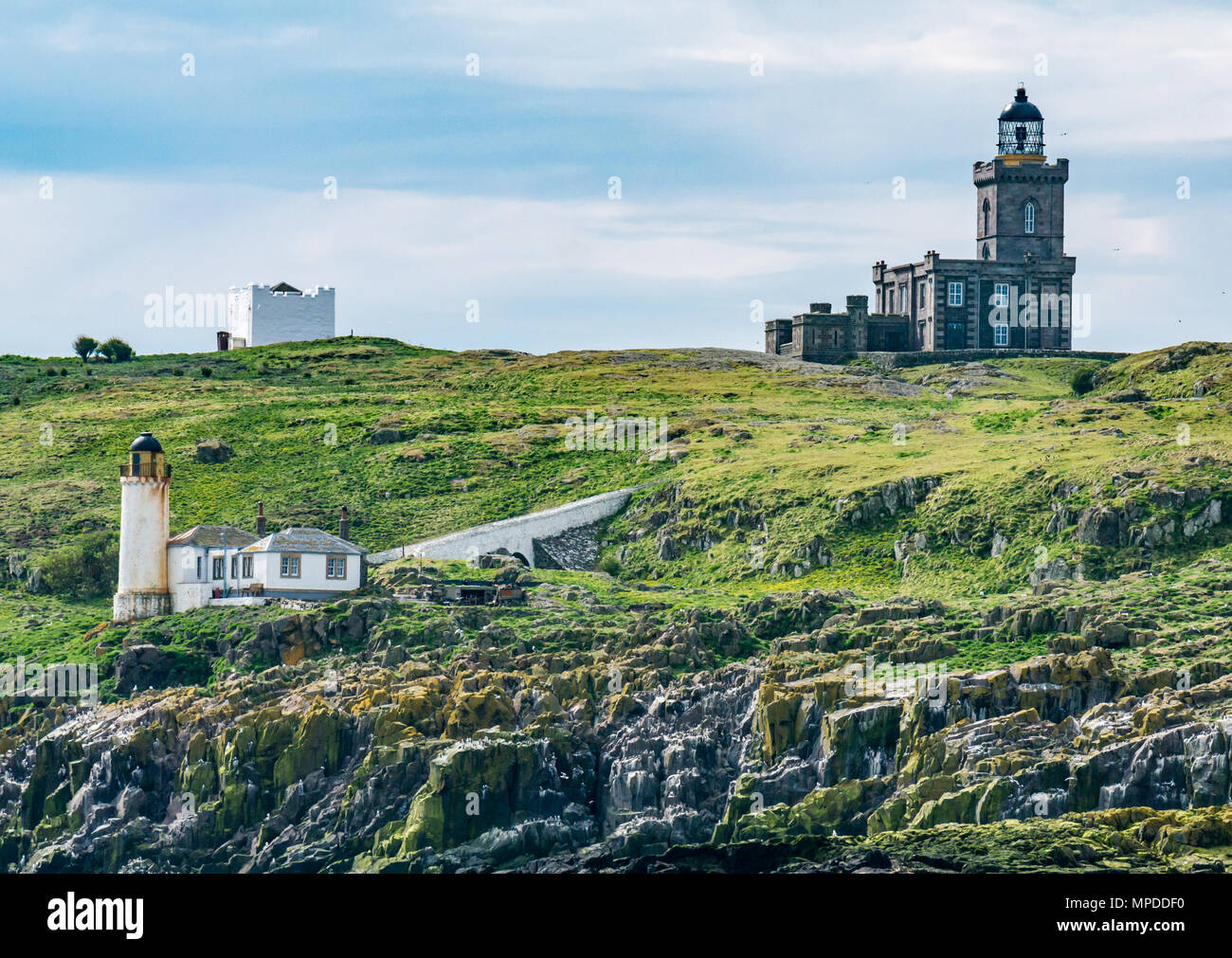 Les phares, l'île de mai, Firth of Forth, Ecosse, Royaume-Uni Banque D'Images