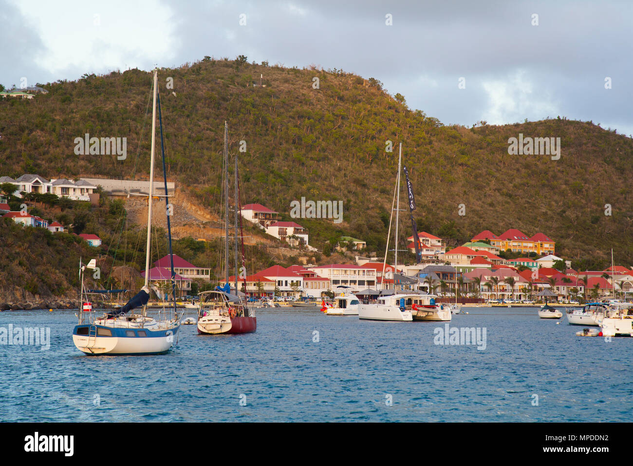 Baie de Gustavia, Saint Barthelemy, St Barth's French Caribbean Island Banque D'Images